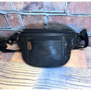 Tandem Cascade Falls Black Soft Leather Fanny Waist Pack Vintage 1990's- READ